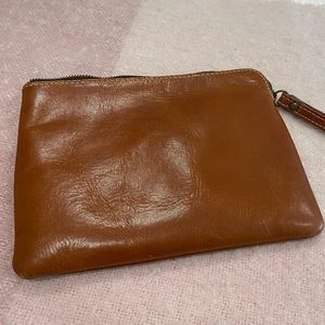 Leather clutch with wrist strap